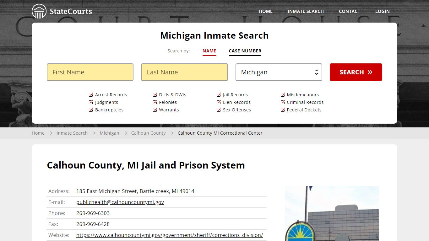 Calhoun County MI Correctional Center Inmate Records Search, Michigan ...